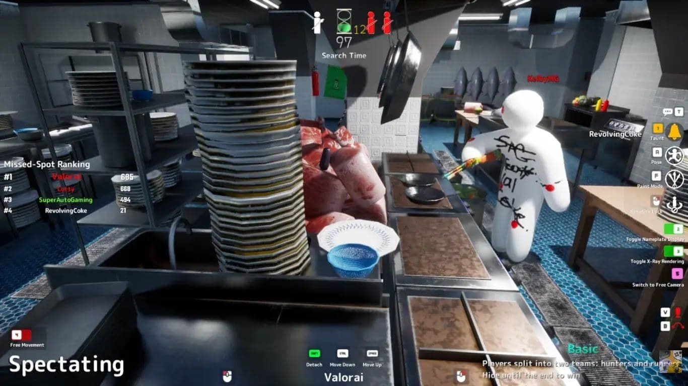 Cuisine virtuelle de Meccha Chameleon avec classement des joueurs en mode spectateur